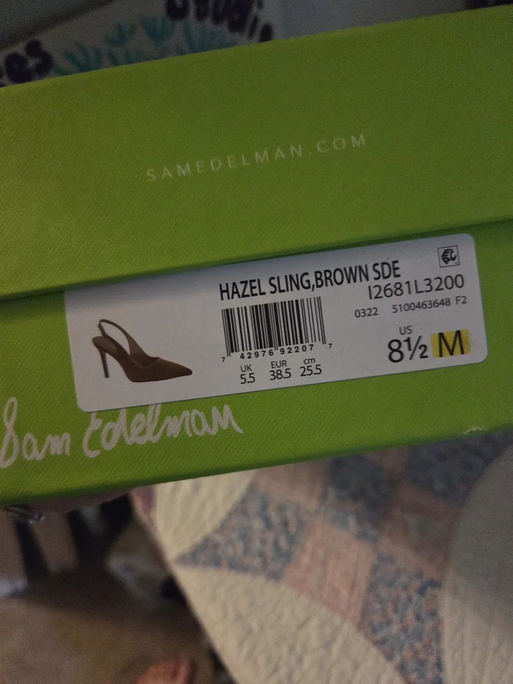Women's Pointed-Toe Slingback Heels in Chestnut Brown Sam Eldeman 8.5 Gently Use